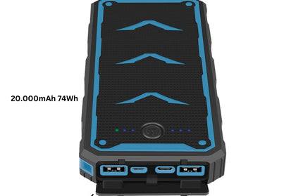 Solar Power Bank Xora20Q mit Wireless Charger sw 20000 mAh, FC, LED Licht, 2 x USB-A, 1 x Typ-C