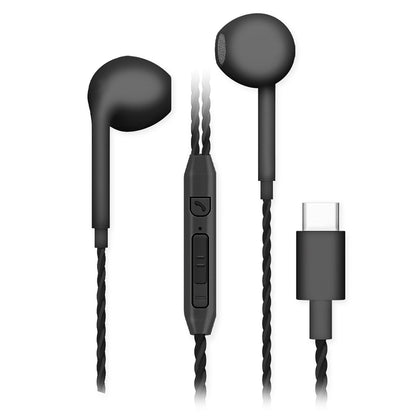 In-Ear USB Typ-C Stereo-Headset C12-LR schwarz Lautstärkeregelung, Mic, eingebauter Smart IC 1.2M