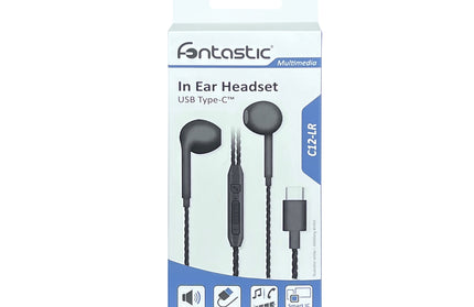 In-Ear USB Typ-C Stereo-Headset C12-LR schwarz Lautstärkeregelung, Mic, eingebauter Smart IC 1.2M