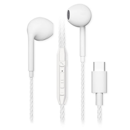 In-Ear USB Typ-C Stereo-Headset C12-LR weiß Lautstärkeregelung, Mic, 1.2M eingebauter Smart IC