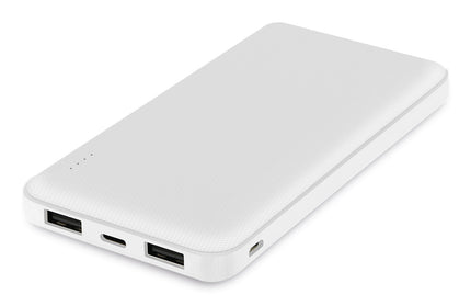 Power Bank Renz10 10.000mAh, 2x USB-A & 1x Typ-C Ladezustandsanzeige, In & Output 5V / 2A, weiß