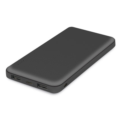 Power Bank Renz10 10.000mAh, 2x USB-A & 1x Typ-C Ladezustandsanzeige, In & Output 5V / 2A, schwarz