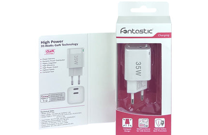 Netzteil GaNto35 2 x USB Type-C 35W weiß mit Dynamic Power Distribution, Max. 3A