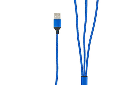 3in1 Essential Ladekabel TypC/8-PIN/Micro USB 1.2M Al-Gehäuse, Nylon ummantelt Multi-Charging 2A blau