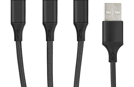 3in1 Essential Ladekabel TypC/8-PIN/Micro USB 1.2M Al-Gehäuse, Nylon ummantelt, Multi-Charging 2A sw