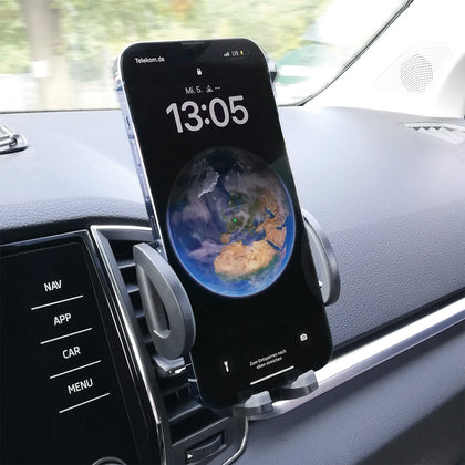 Handy Halterung - Lüftungsgitterhalter & Saugfuß einstellbar 50-95 mm, 360° Drehgelenk, schwarz