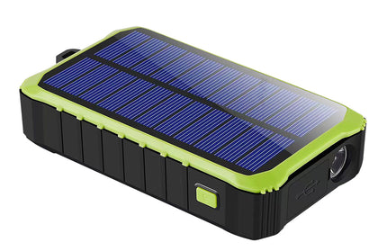 Solar Outdoor Power Bank Crank10 10000mAh schwarz Solarpanel, Handkurbel, Taschenlampe, USB-A, Typ-C