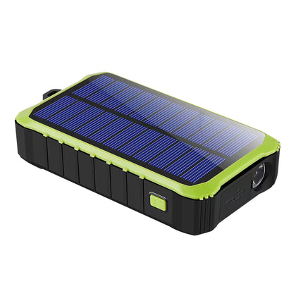 Solar Outdoor Power Bank Crank10 10000mAh schwarz Solarpanel, Handkurbel, Taschenlampe, USB-A, Typ-C