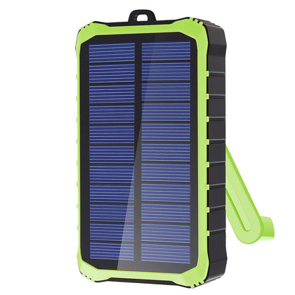 Solar Outdoor Power Bank Crank10 10000mAh schwarz Solarpanel, Handkurbel, Taschenlampe, USB-A, Typ-C