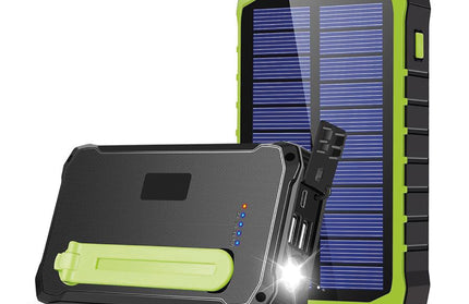 Solar Outdoor Power Bank Crank10 10000mAh schwarz Solarpanel, Handkurbel, Taschenlampe, USB-A, Typ-C