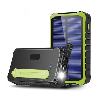 Solar Outdoor Power Bank Crank10 10000mAh schwarz Solarpanel, Handkurbel, Taschenlampe, USB-A, Typ-C