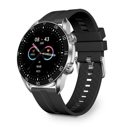 Lema AMOLED Smartwatch mit 1,43“ Display chrom BT Call, Musik Player, IP68, Kabelloses Laden