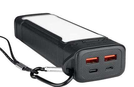 USB LED Power Bank Atria20 20000mAh schwarz 3 Helligkeitsstufen, SOS-Signallicht, USB-A, Typ-C