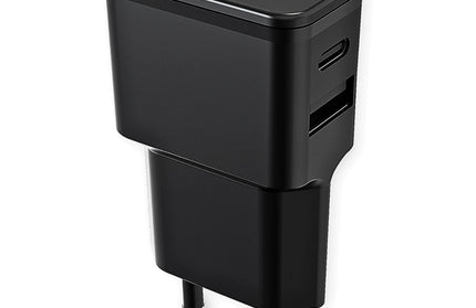 Universal Netzteil Dubi, 1x USB-A + 1x Typ-C, 2,4A 5V / 2.4A, kompaktes Design, schwarz