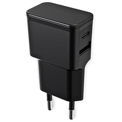 Universal Netzteil Dubi, 1x USB-A + 1x Typ-C, 2,4A 5V / 2.4A, kompaktes Design, schwarz