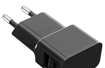 Universal Netzteil Dubi, 1x USB-A + 1x Typ-C, 2,4A 5V / 2.4A, kompaktes Design, schwarz