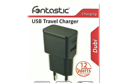 Universal Netzteil Dubi, 1x USB-A + 1x Typ-C, 2,4A 5V / 2.4A, kompaktes Design, schwarz