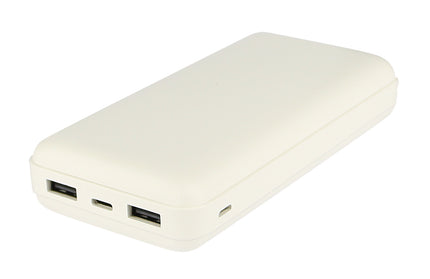 Power Bank Renz 20 20.000mAh, 2x USB-A & 1x Typ-C Ladezustandsanzeige, In & Output 5V / 2A, weiß