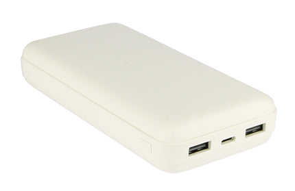 Power Bank Renz 20 20.000mAh, 2x USB-A & 1x Typ-C Ladezustandsanzeige, In & Output 5V / 2A, weiß