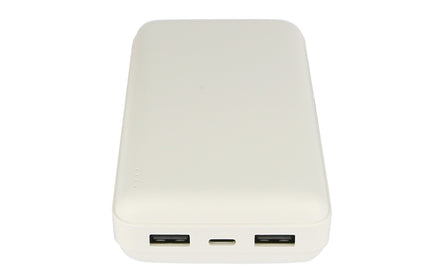 Power Bank Renz 20 20.000mAh, 2x USB-A & 1x Typ-C Ladezustandsanzeige, In & Output 5V / 2A, weiß