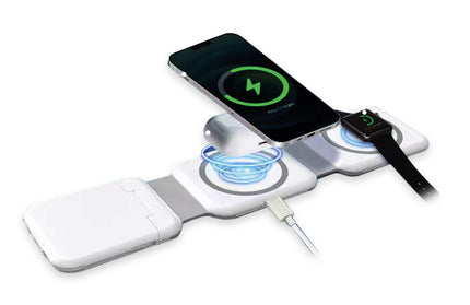 Faltbare Kabellose Magnetische Ladestation 15W Smartphone & Watch, Kopfhörer, MagSafe komp. ws