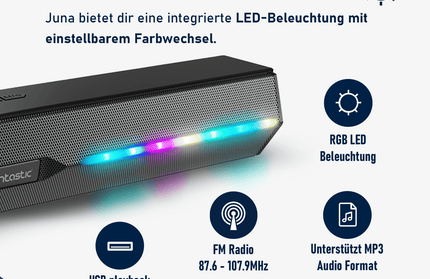 "Juna" Wireless Soundbar: Vielseitiges Audio-Erlebnis mit FM, AUX, SD & USB