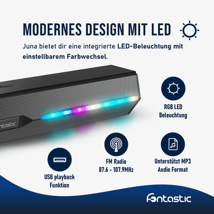 "Juna" Wireless Soundbar: Vielseitiges Audio-Erlebnis mit FM, AUX, SD & USB