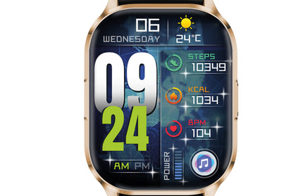 Mento AMOLED Smartwatch mit 2.01“ Display gold BT Call, NFC, Musik & Kamera Steuerung, IP67