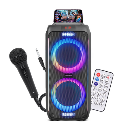 Wireless party speaker 60W, microphone & LED light Karaoke, TWS, FM radio, USB & card reader