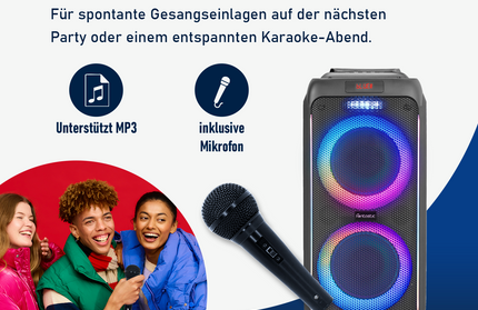 Fontastic ZEAL 600W: Kraftvoller Party-Lautsprecher mit LED-Lichtshow & Mikrofon | Bluetooth, TWS, EQ