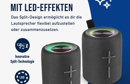 Cora TWS Bluetooth-Lautsprecher – 2-in-1, 20W Sound, starker Bass, LED, IPX5