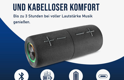 Cora TWS Bluetooth-Lautsprecher – 2-in-1, 20W Sound, starker Bass, LED, IPX5