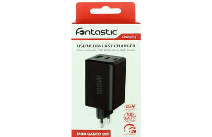 Fontastic Netzteil GAN 100W, 2 x Typ-C + USB-A sw Power Delivery, Fast Charge, Ladesteuerung, “Zona”