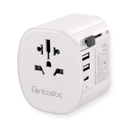 Fontastic Welt-Adapter „Terra“ US/UK/AUS/CN/EURO 10A Fuse, 250V/2300W, USB-A+C, Schukostecker ws