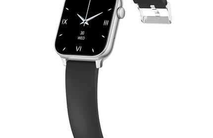 Fontastic LOCA Smartwatch ausgeklappt in Silber schräg von der Seite (Vorderseite)