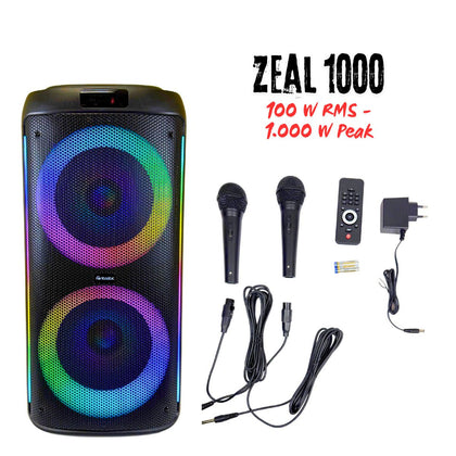 Bluetooth Lautsprecher ZEAL 1000 | Kraftvoller Party-Lautsprecher mit LED-Lichtshow & Mikrofon