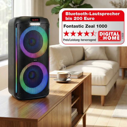 Bluetooth Lautsprecher ZEAL 1000 | Kraftvoller Party-Lautsprecher mit LED-Lichtshow & Mikrofon
