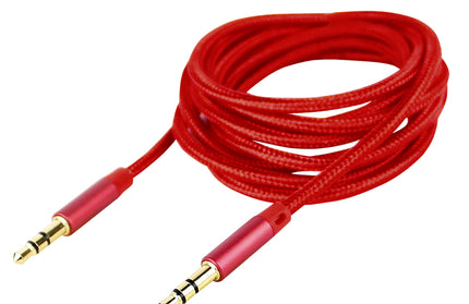 Klinkenkabel 3.5mm Nylon umflochten, 1.5m, rot Klinke auf Klinke Stereo Alu-Gehäuse