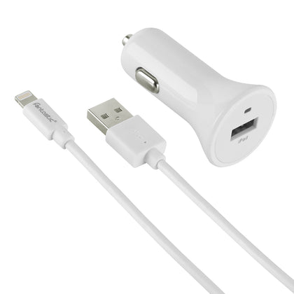 2teiliges Lade-/Daten-Set Lightning 2.4 A weiß USB KFZ Picco/Datenkabel 1.2m