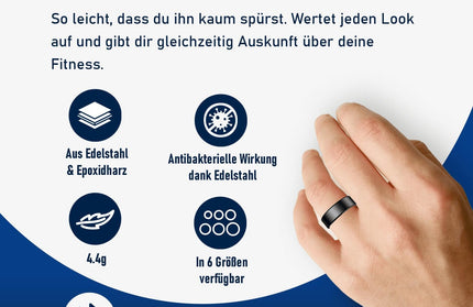 Smart Ring Fitness Gesundheitstracker Fontastic Lange Akkulaufzeit, 5ATM, Ringschatulle,