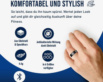 Smart Ring FYRI | Gesundheitstracking, 7 Tage Akkulaufzeit, 50m Wasserdicht