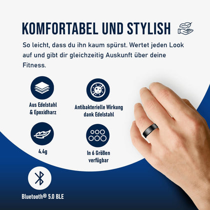 Smart Ring Fitness Gesundheitstracker Fontastic Lange Akkulaufzeit, 5ATM, Ringschatulle,