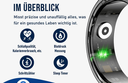 Smart Ring Fitness Gesundheitstracker Fontastic Lange Akkulaufzeit, 5ATM, Ringschatulle,