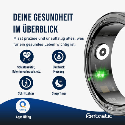 Smart Ring Fitness Gesundheitstracker Fontastic Lange Akkulaufzeit, 5ATM, Ringschatulle,