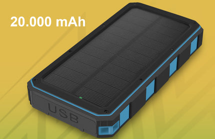 Solar Power Bank Xora20Q mit Wireless Charger sw 20000 mAh, FC, LED Licht, 2 x USB-A, 1 x Typ-C